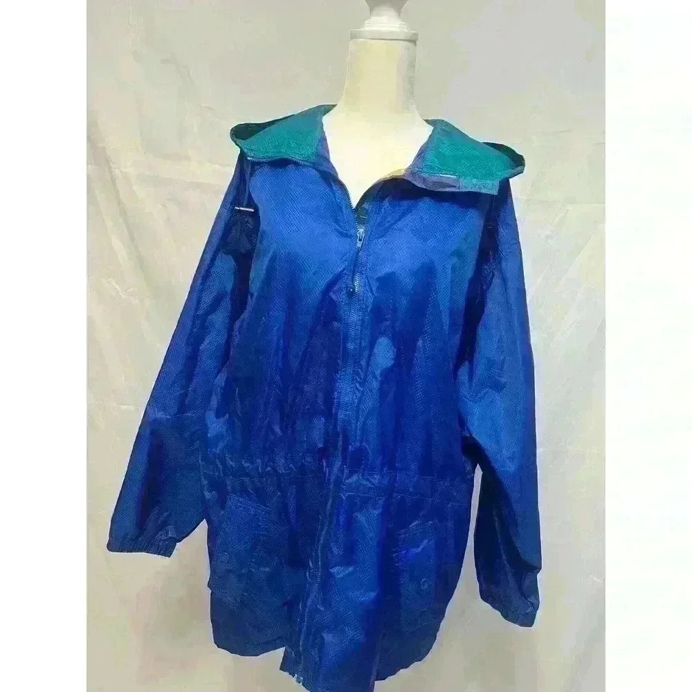 Vintage 90s Columbia Windbreaker Royal Blue - Picture 2 of 9
